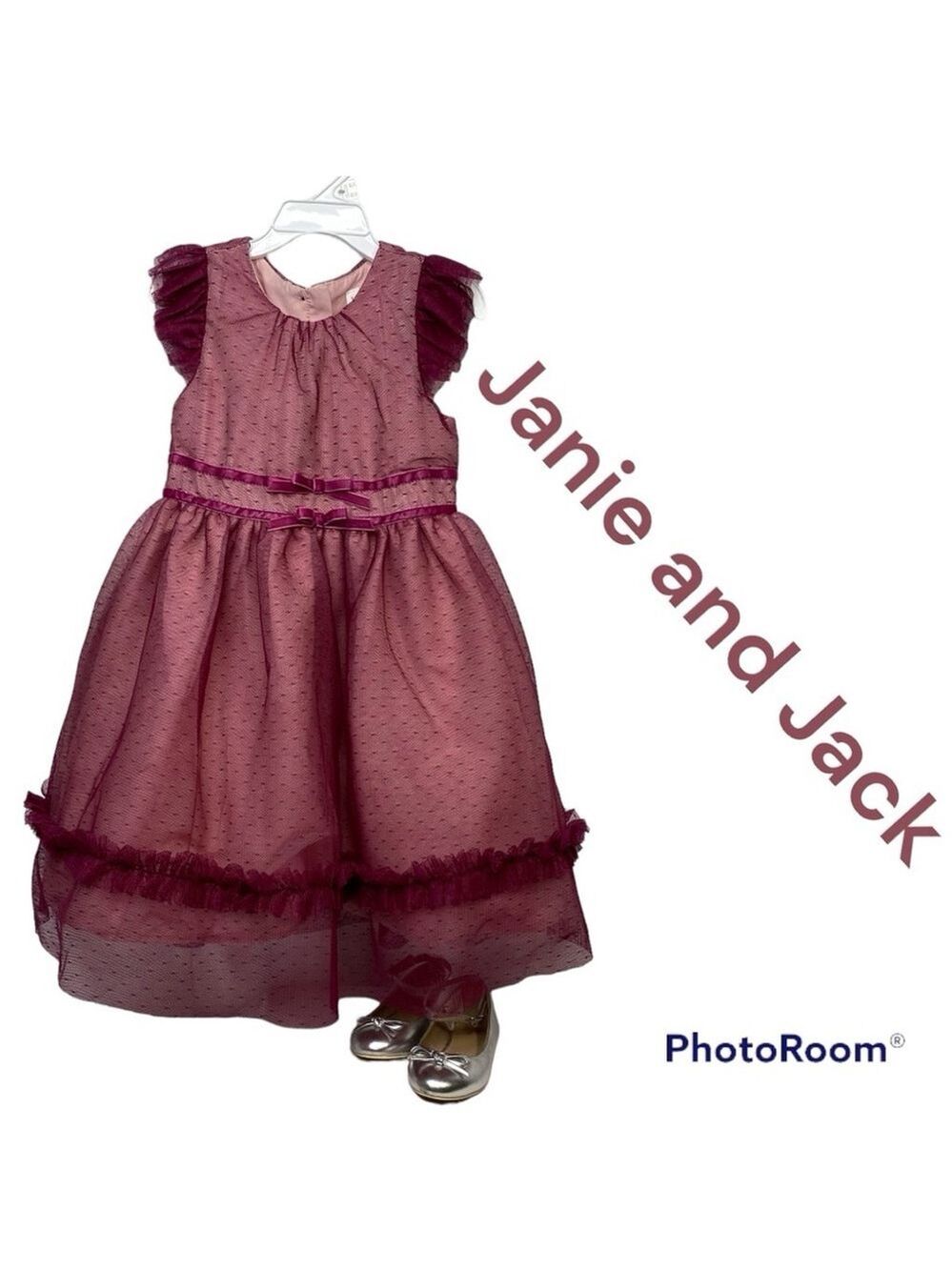 Janie and Jack Burgundy Organza Dress Size 4 NWT
